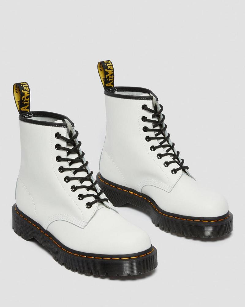 White Men's Dr Martens 1460 Bex Smooth Leather Platform Boots | CA 551ILH